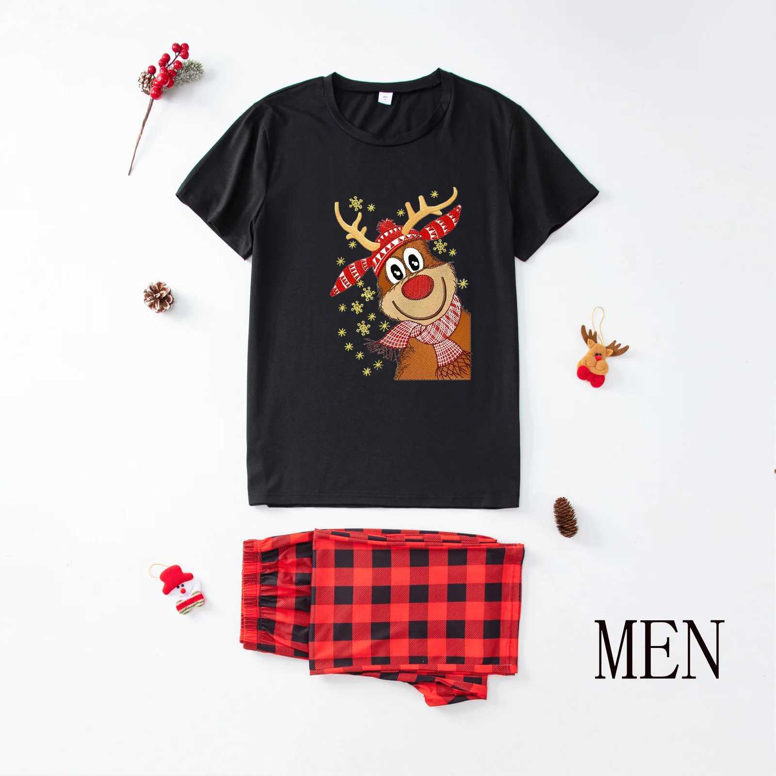2024 Cute Deer Christmas Family Match Short Sleeve Father Mother Children Baby Pajama Set Mom and Me Christmas Pj Clothing W241015