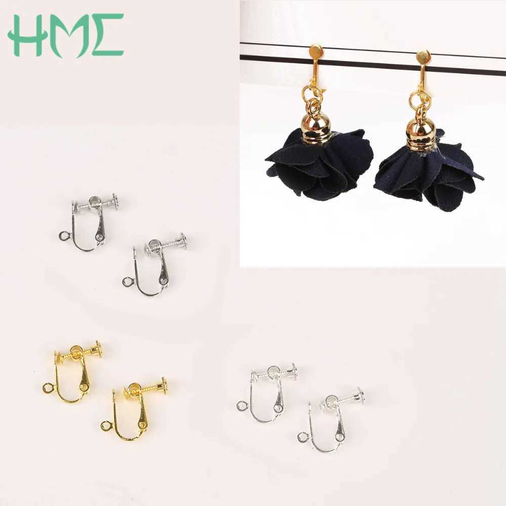 4-20 different gold rhodium non perforated screw round ear clip earring hooks used for DIY earring searching and jewelry making W241017