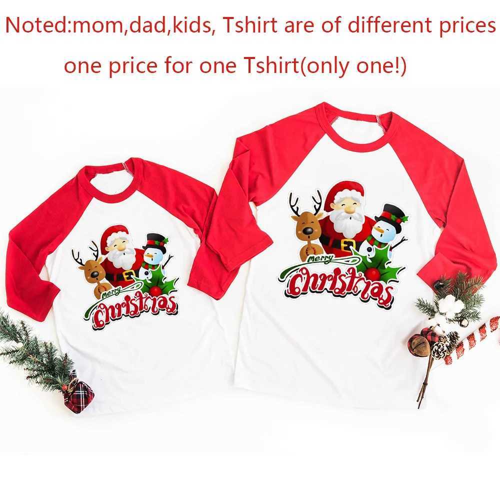 Deer print Christmas family matching set dad mom daughter son family costume Christmas party costume long sleeved Raglan shirt W241015