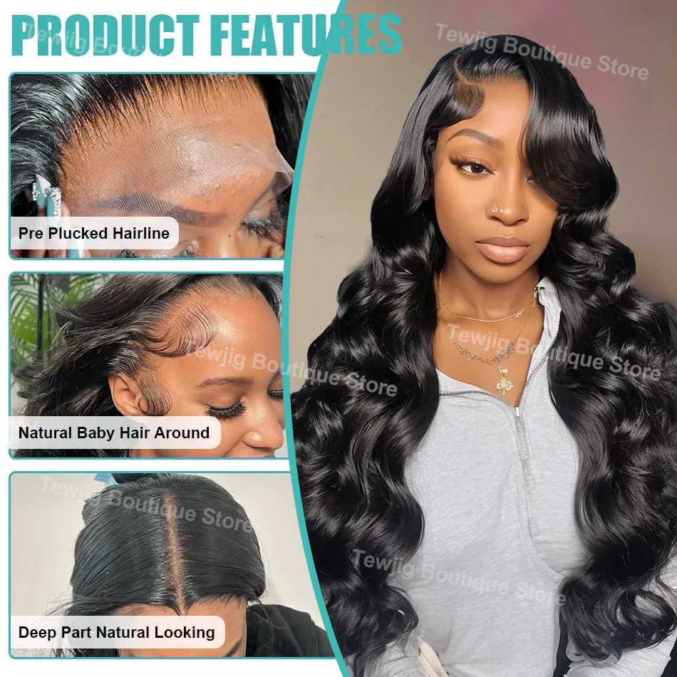 250 High Density Body Wave 13X6 HD Front Human Remy Hair 5X5 Glueless 13X4 Lace Frontal Wig Brazilian For Black Women