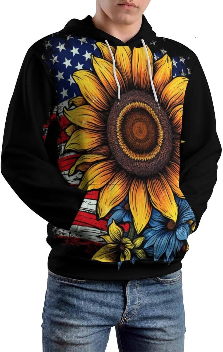 Hoodie for Mens Womens Unisex Funny Butterfly American Us Flag Hoodies 3D Pattern Printing Novelty Long Sleeve Sweatshirt Hoodie Pocket Graphic Fashio