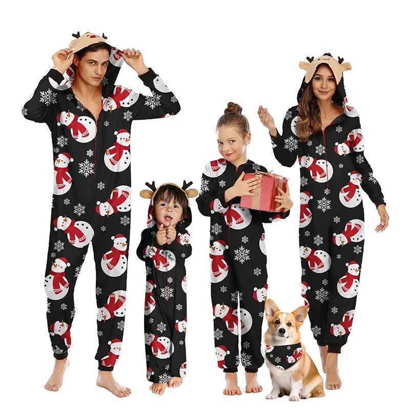 Christmas Family Matching Set Cartoon Elk Printed Pajama Hoodie Adult Childrens Family Pajama Set Christmas Costume W241015