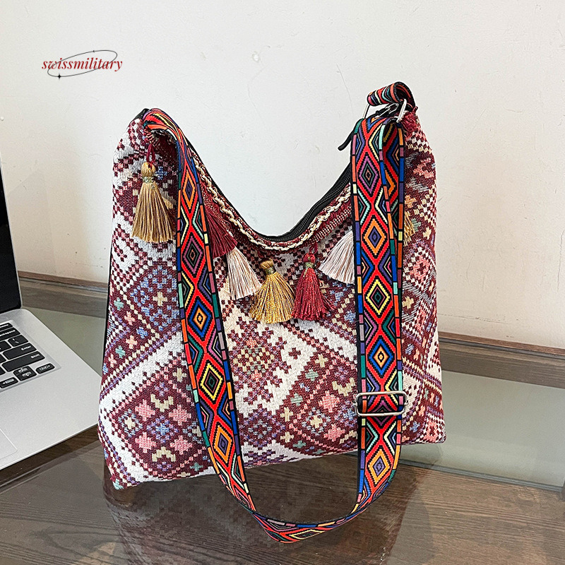 Large capacity ethnic style handbag 2024 new commuting armpit women Instagram versatile single shoulder crossbody bag for going out #16 swissmilitary