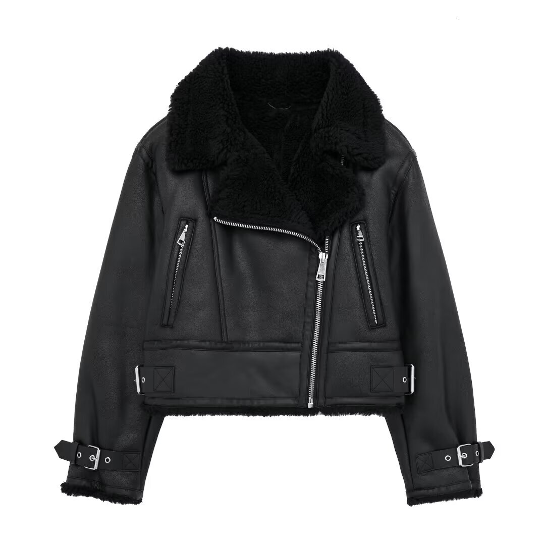 Women's Winter Warm Thick Outwear Black Streetwear Elegant Outerwear 2024 Inszart Patchwork Woman Jackets Coat Tops