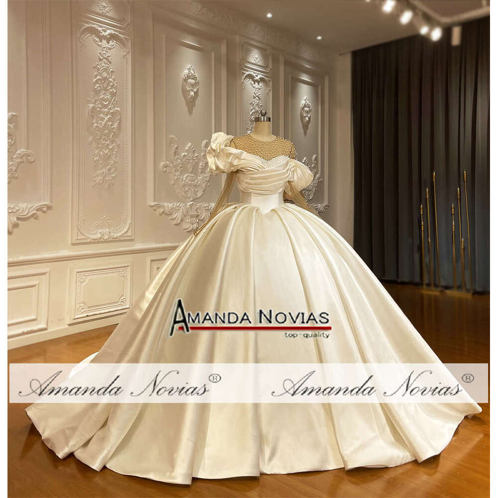Amanda Novias Satin Pleat Wedding Dress