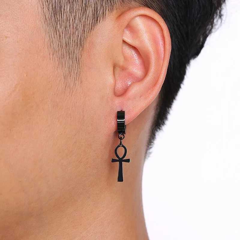 WKOUD Mens Clip Earrings Hip Hop Punk Low Allergy Titanium Steel Clip Earrings Suitable for Women Non Perforated Mens Accessories W241017