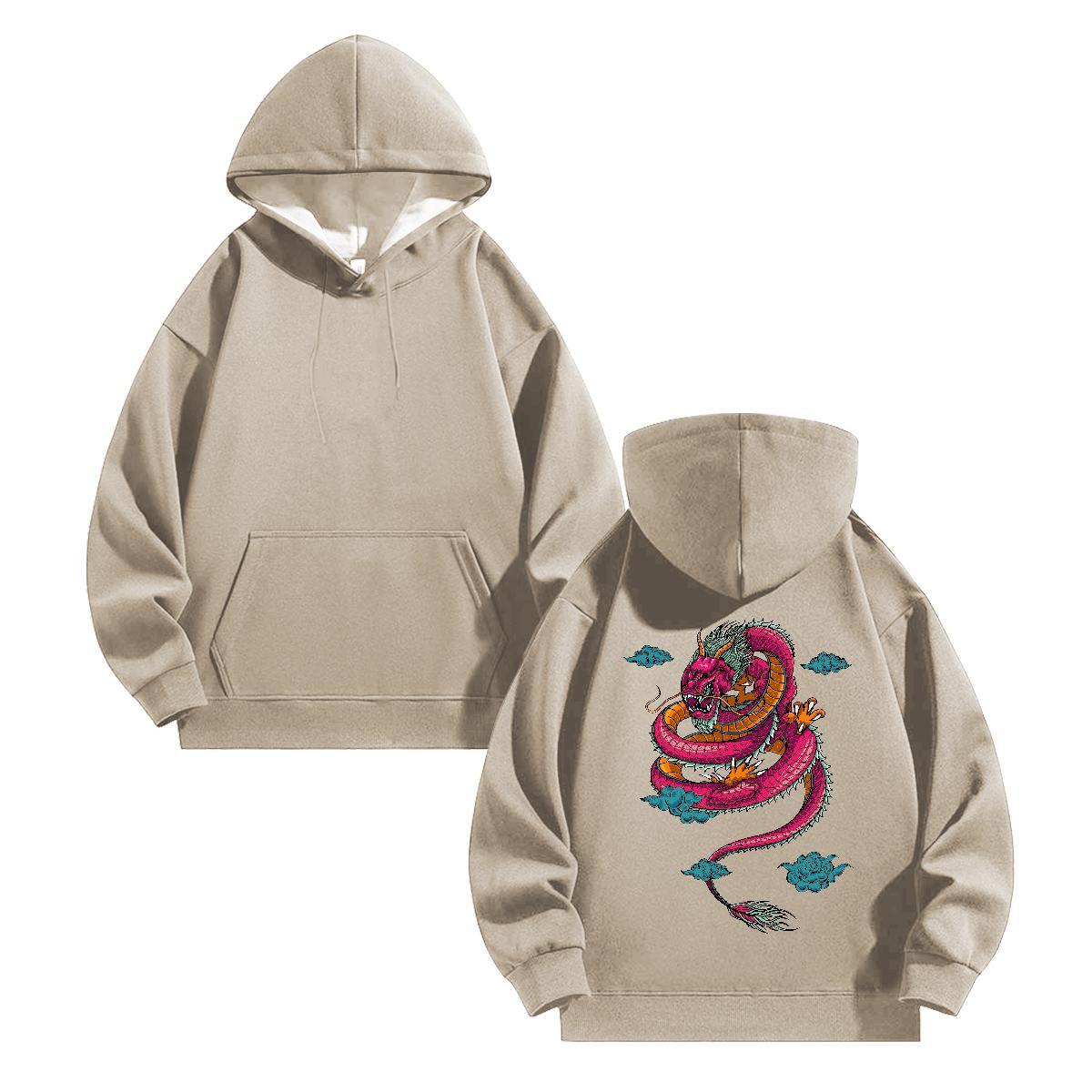 2024 Autumn Winter Hooded Sweatshirt DIY Logo Oversized Warm Men's Hooded Sweatshirt Pullover Hoodie Anime Printing Street Thick Fleece Long Slee