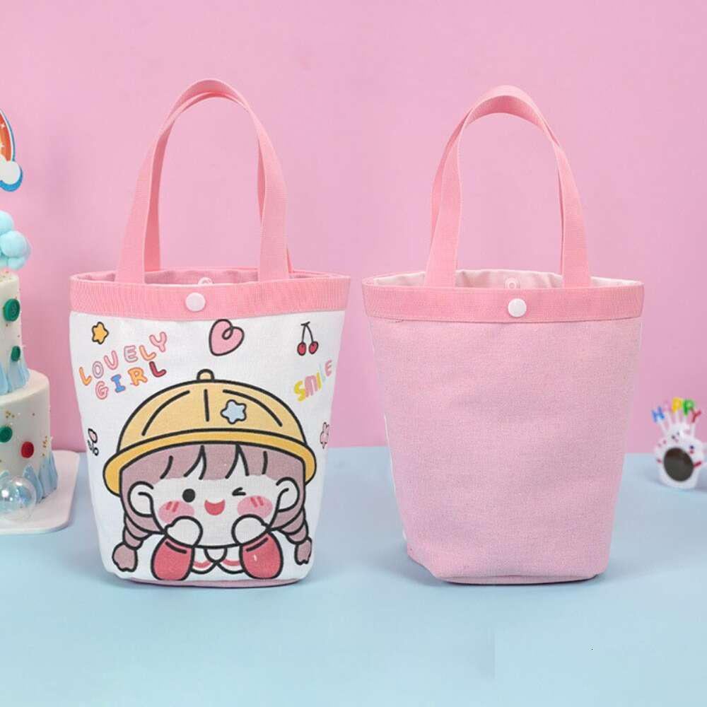 Canvas Candy Small Handheld Large Capacity Tote Minimalist Solid Color Shopper Bag Purse Girls