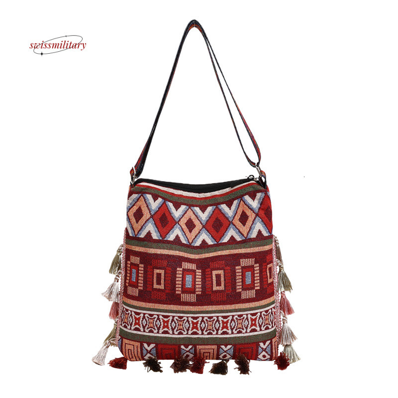 Ethnic women's 2024 new large capacity tote Bohemian style single shoulder cloth bag #15 swissmilitary