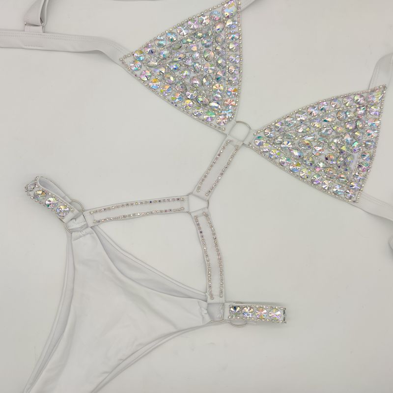 Women's Swimwear Diamond Chain Bikini One Piece Three Point Sexy Swimwear, High Waist Strap Nightclub Dress Party Dress Swimsuit Women