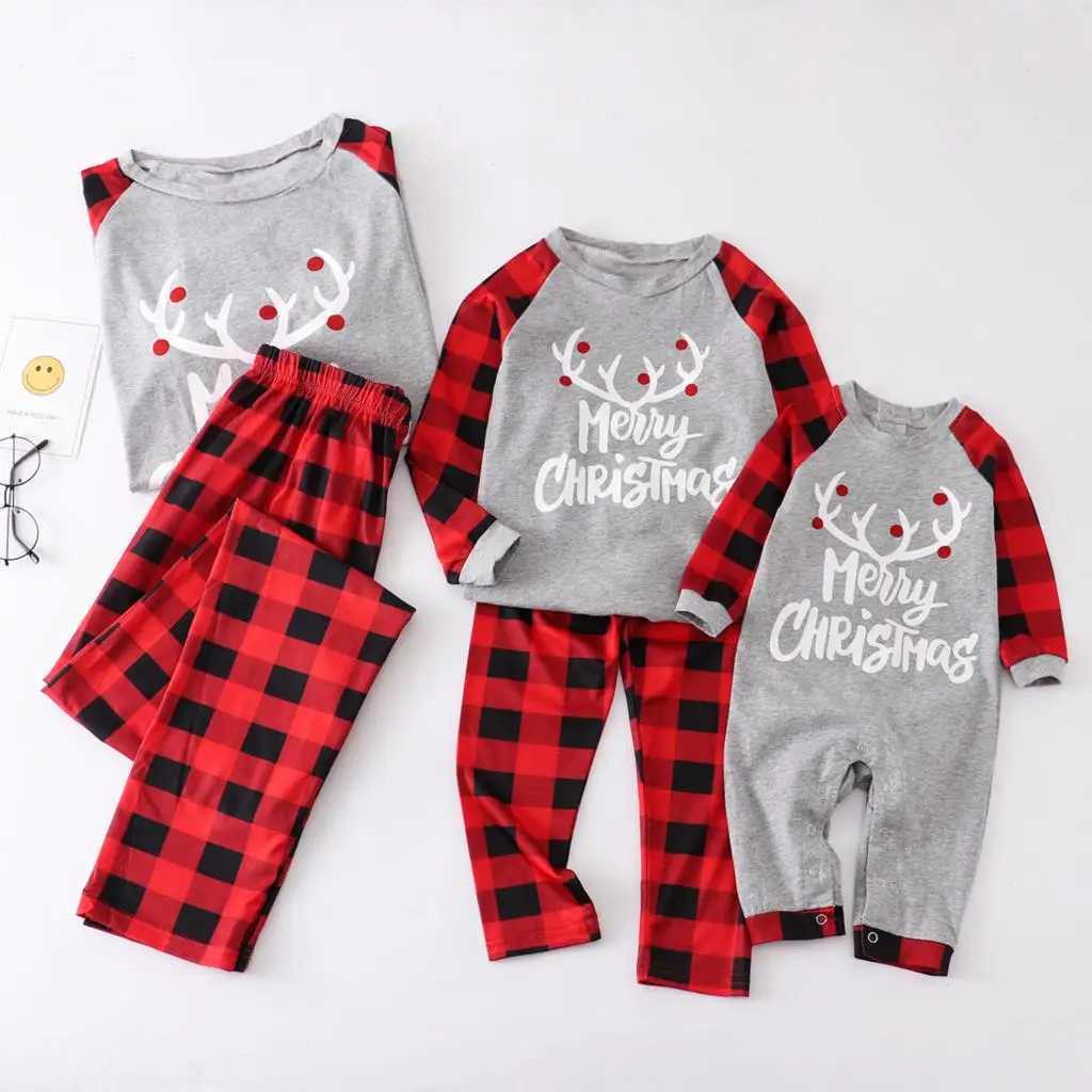 Christmas Family Matching Pajamas 2022 Family Matching Pajamas Top+Pants Adult Children Family Matching Clothing Baby Pants W241015