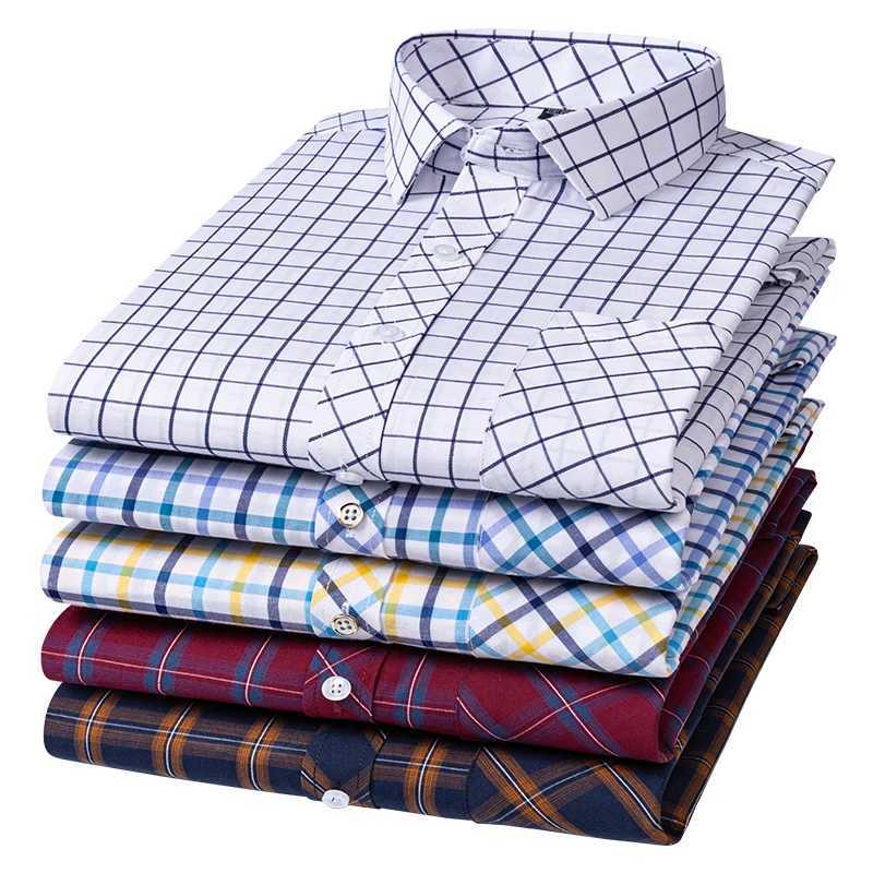 New Mens Shirts Long Sleeve Fashion 100% Pure Cotton Soft Comfortable Thin Plaid Young Casual Social Shirt Clothing S-8XL LX241017