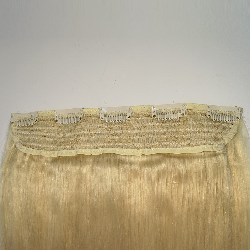 Brazilian Malaysian 100% Human Hair One-piece Clip In Hair Extensions Silky Straight Blonde 613# Color 60-100g/piece