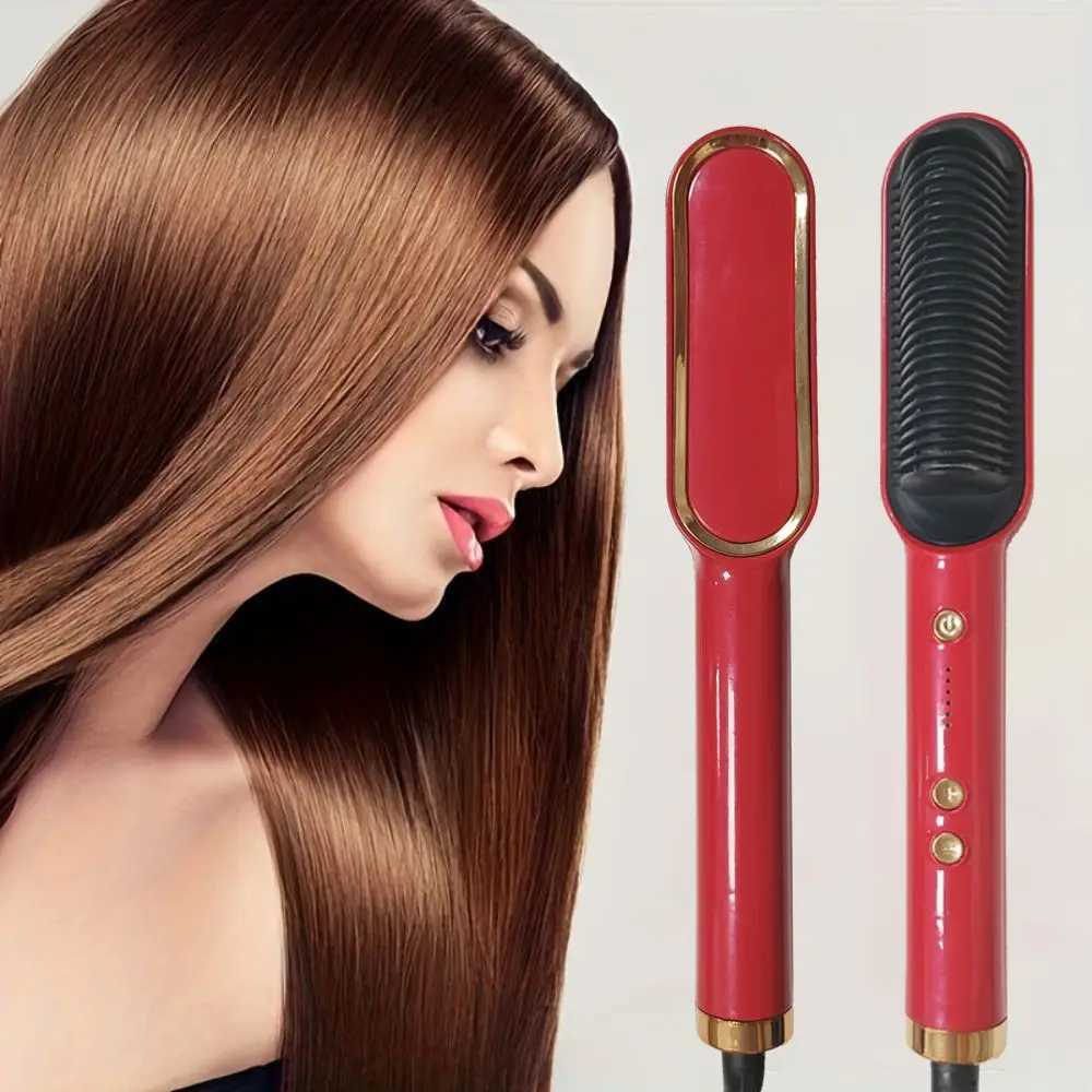 Professional Heating Comb Hair Straightener Brush Negative IonNot Hurt Hair Portable And Heating Electric Straightening BrusXJ241016