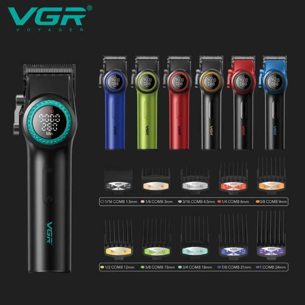 VGR Hair Clipper Professional Hair Clipper Rechargeable Hair Clipper 9000 RPM DLC Mens Blade Clipper V-001 W241017