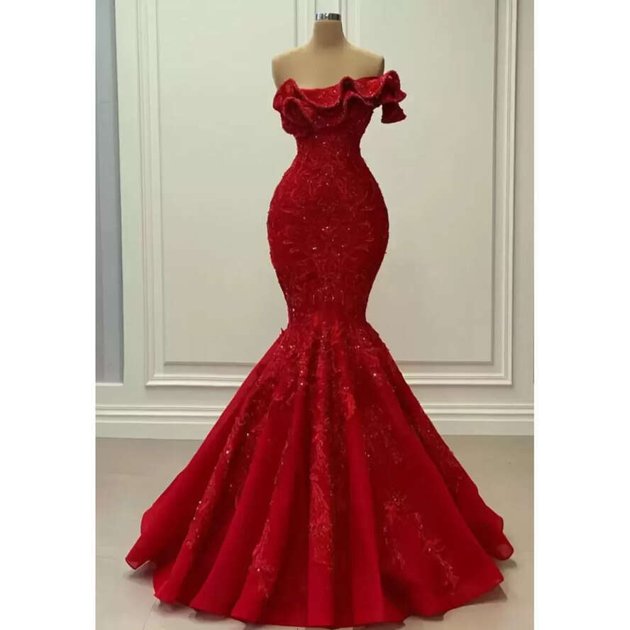 Aso 2022 Ebi Arabic Urious Mermaid Sexy Evening Lace Beaded Prom Dresses Vintage Formal Party Second Reception Gowns Pro232