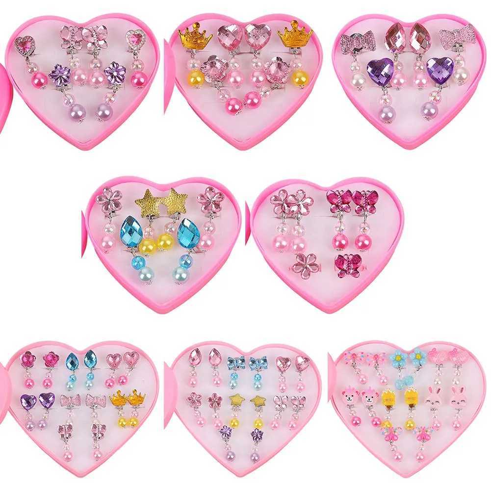 7 pairs of Korean style childrens ear clips cute cartoon animal ear clips without perforations earrings for girls and children gifts and jewelry W2410