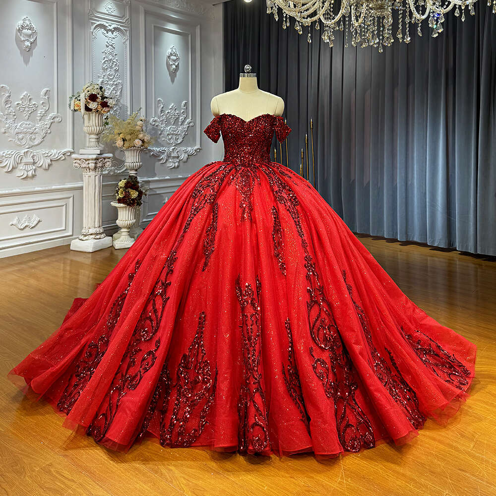 Amanda Novias Off Shoulder Red Wedding Dress