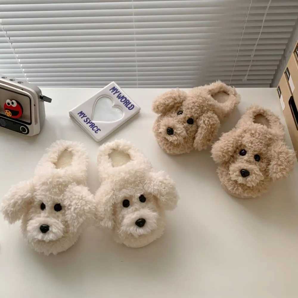 Silent and soft toy poodle slider cute animal winter dog plush slider warm and fluffy puppy slider girlCL241017