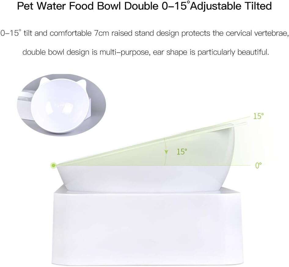 Marchul Bowls, 15 Tilted Indoor Cats, Food Water Set, Raised Cat Bowl for Cats and Small Dogs