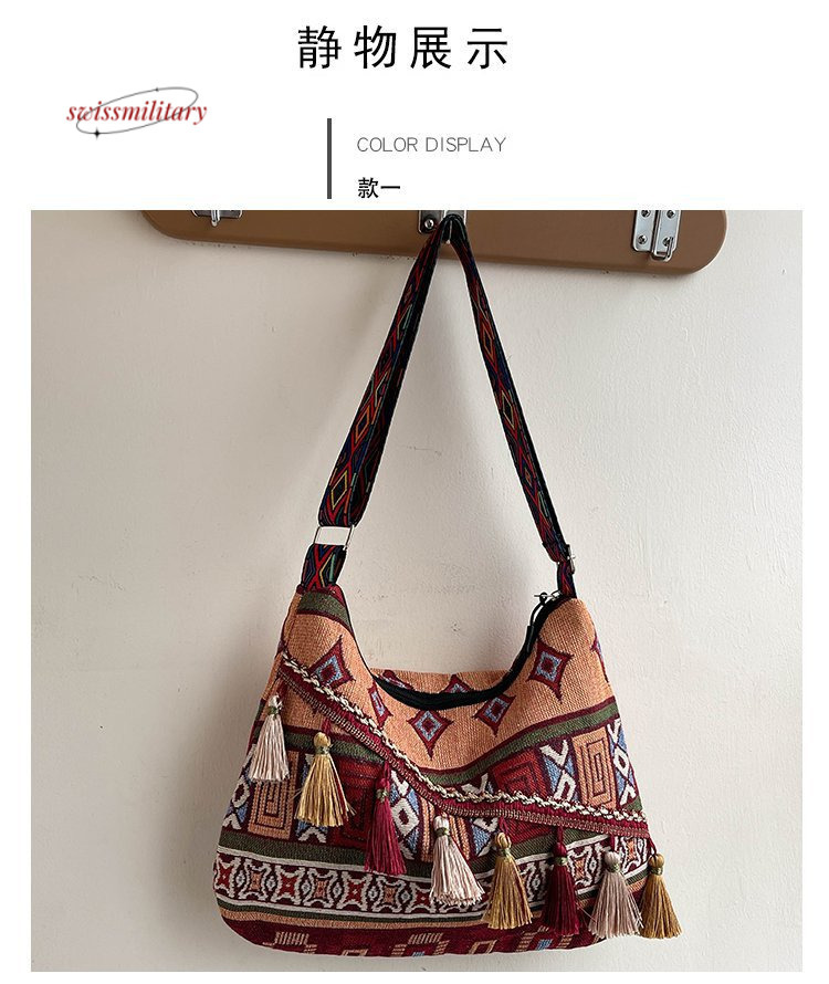 Ethnic style Su large capacity shoulder 2024 new Bohemian fashion tote temperament women's bag #12 swissmilitary