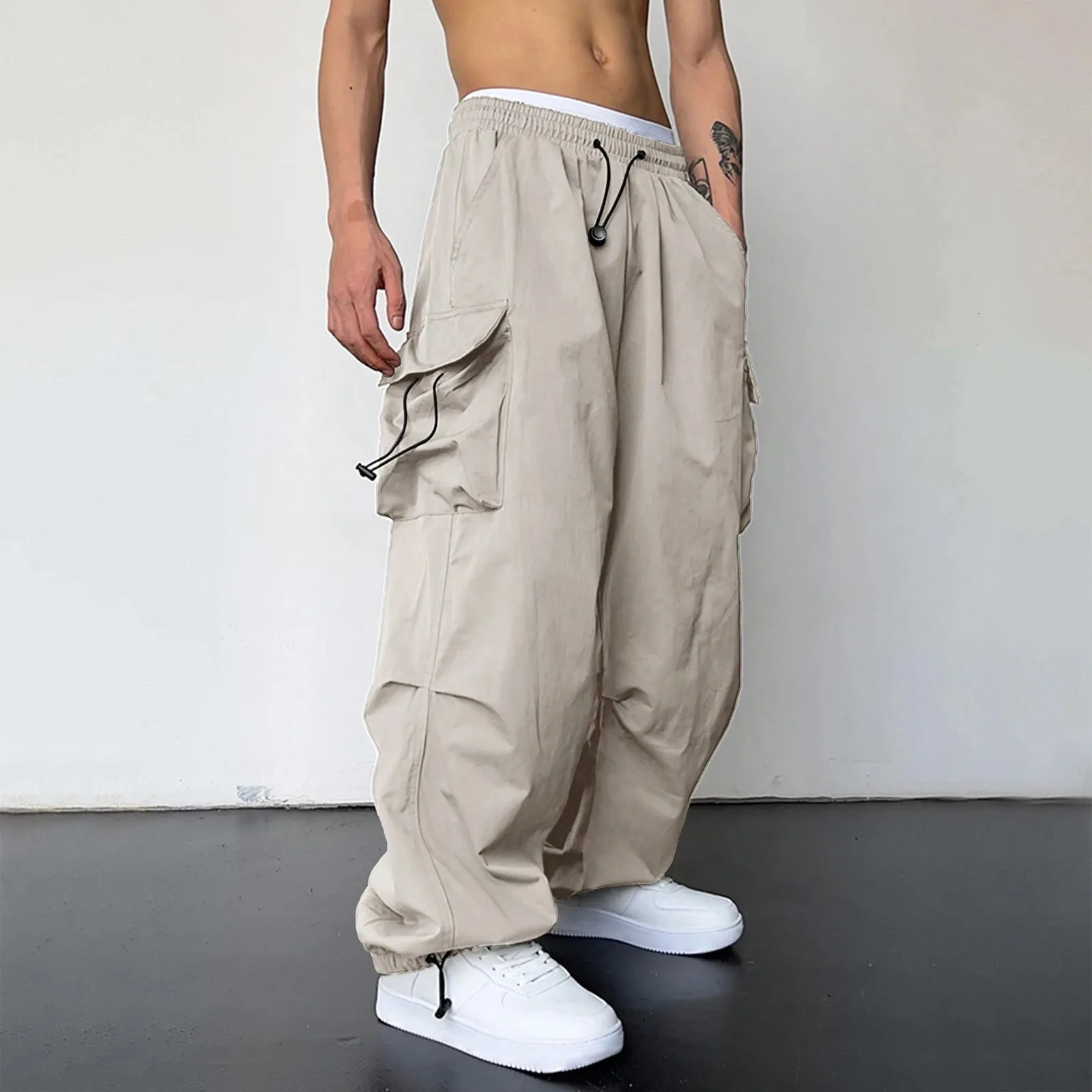 Pantalones Cargo Hombre Harajuku Parachute Pants Men Streetwear Y2k Hip Hop Joggers Baggy Autumn Casual Sweatpants Techwear 241017