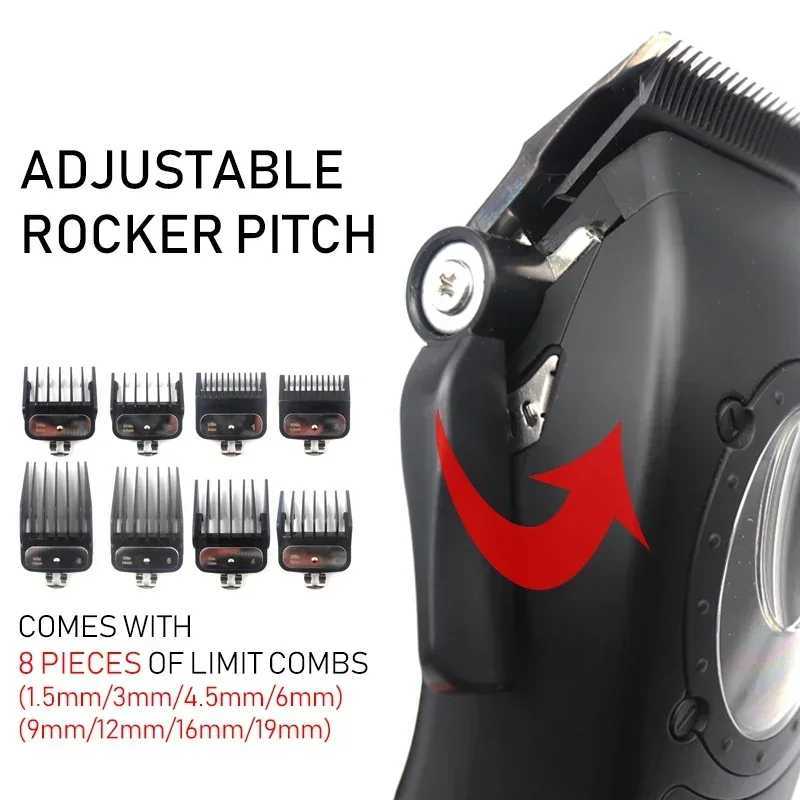 Professional Barber Electric Mens Trimmer with 8000RPM Seat Charging Large Capacity Battery DLC Coated Blade Barber W241017