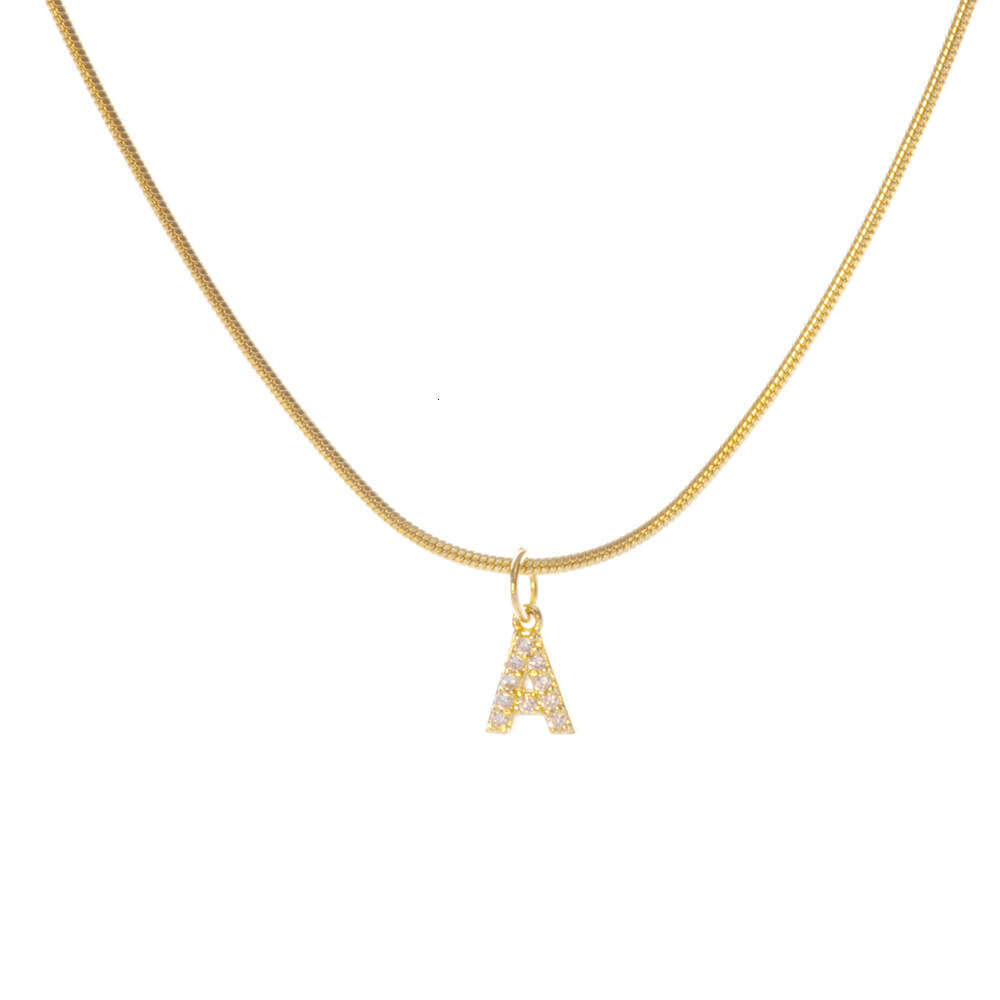 Gold Necklace 26 English Hip Hop Style Designer Stainless Steel Round Snake Bone Chain Letter Necklace