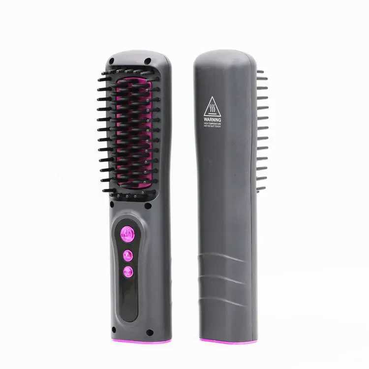 New dual purpose curling straightening styling comb hair salon portable charging straightener USB wireless curling combXJ241016