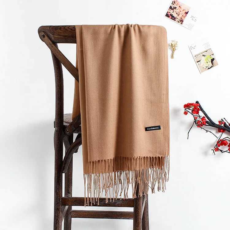 180 * 35cm solid color soft textured cashmere womens shawl wrapped in autumn and winter Pashmina unisex womens headscarf X2410171