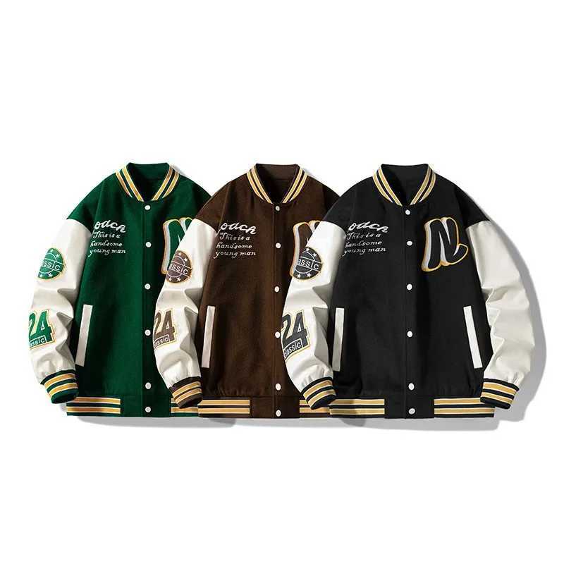Spring and Autumn Sports Stadium Award Letter Embroidery University Baseball Bomber Jacket unisex school team jacket street M241017