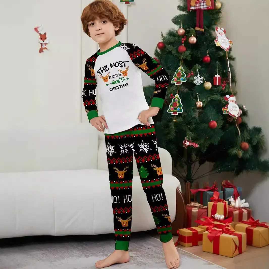 Family Christmas Matching Set Letter Printing Pajamas Mom Daughter Dad Son Matching Clothing Set Baby Dog Pants Pjs Christmas Appearance W241015