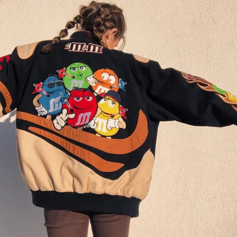 Female bomber jacket autumn hip-hop streetwear American motorcycle jacket Y2k cardigan vintage fashion jacket Harajuku long sleeved 241017