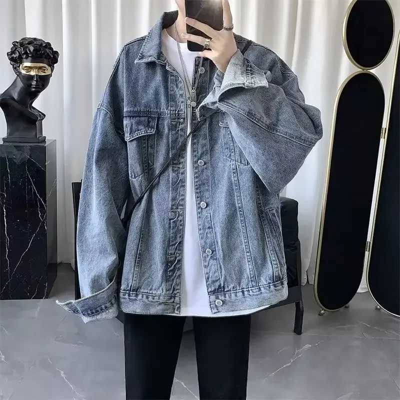 Trendy Denim Jacket For Men Korean Style Spring Season Versatile Jacket Trendy Brand European American Street HiphopXJ241017