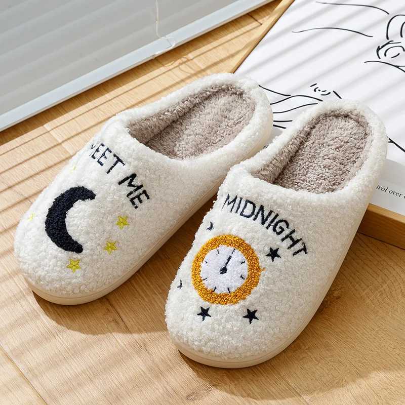 Warm slider cushion slider see me at midnight soft warm and comfortable flat and comfortable blurry womens slider interesting shoesCL241017