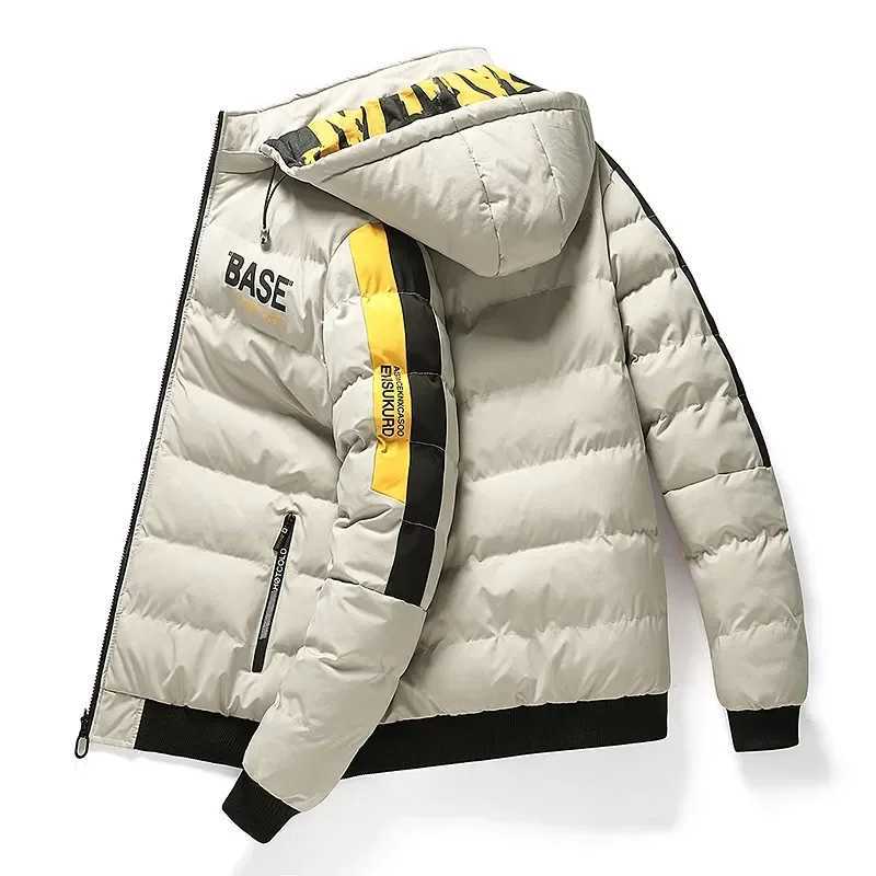 Mens autumn and winter hooded jacket warm and comfortable padded down jacket 2023 new double-sided clothing detachable hat M-5XL X241017