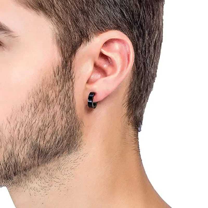 2 pieces of mens fashionable earrings with non-magnetic zircon stainless steel fake earrings set unisex style no perforation clip earrings jewelry W24