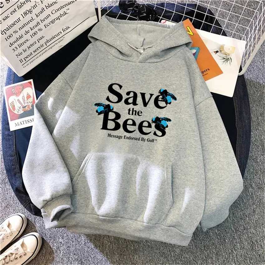 Hip Hop Cartoon Save the Bees printed Women Hoodies Fashion Fleece Men Hoody Pullover Unisex Y2k Female Sweatshirts ClothingX241016
