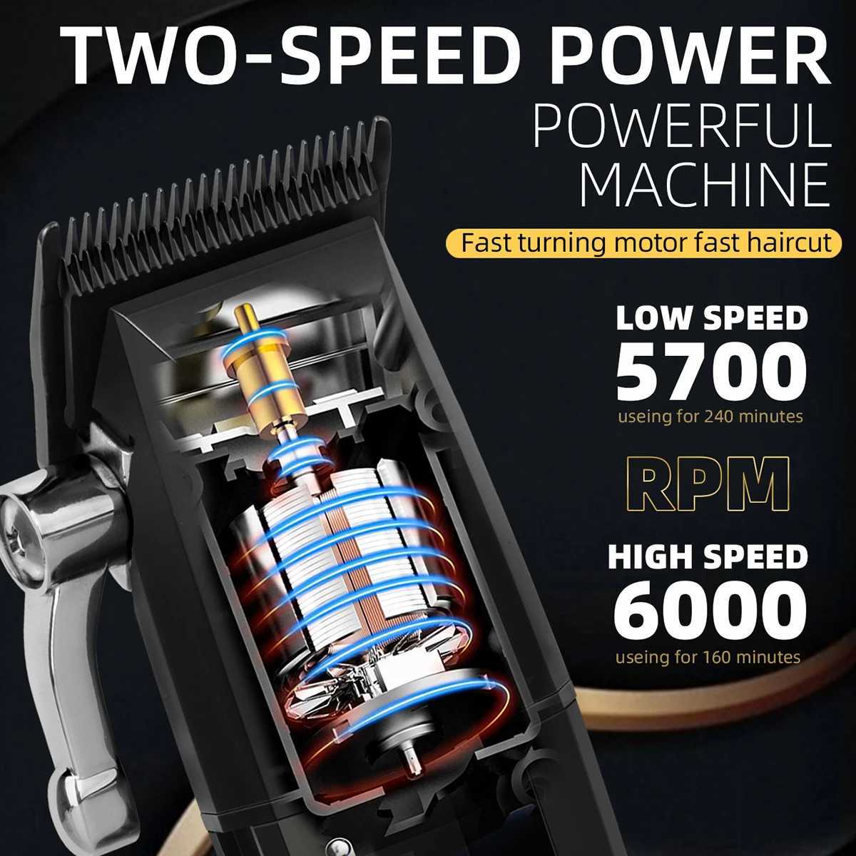 KIKIDO Professional Hair Clipper 6000 RPM Electric Hair Trimmer Adjustable Trimmer Clipper Cordless Hair Cutting Machine for Men W241227