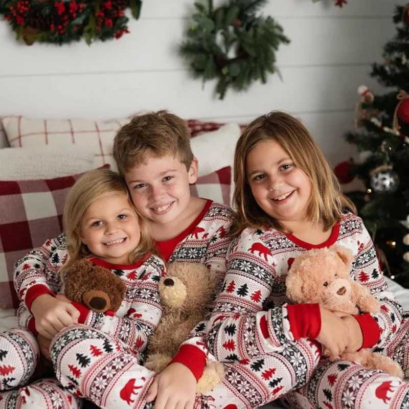 New Years clothing 2025 Christmas family sleepwear set casual soft sleepwear parents and children matching clothing 2-piece set family set Pjs W241015