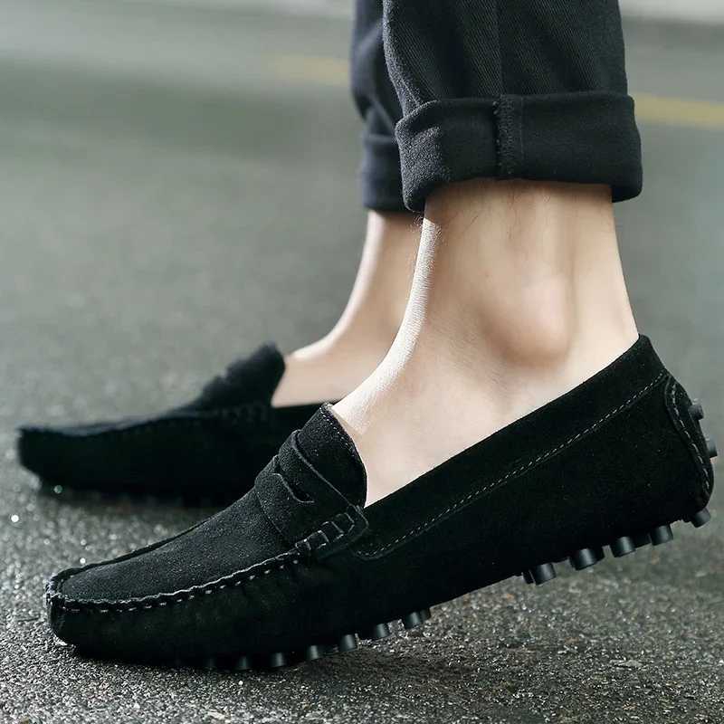 Men Casual Shoes Fi Men Shoes Handmade Suede Genuine Leather Mens Loafers Slip Mens Flats Male Driving ShoesXJ250113