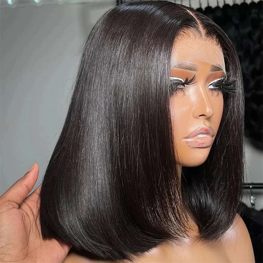 4X4 Closure Bone Straight Bob For Women Preplucked Lace Frontal Brazilian Wig 100% Human Hair
