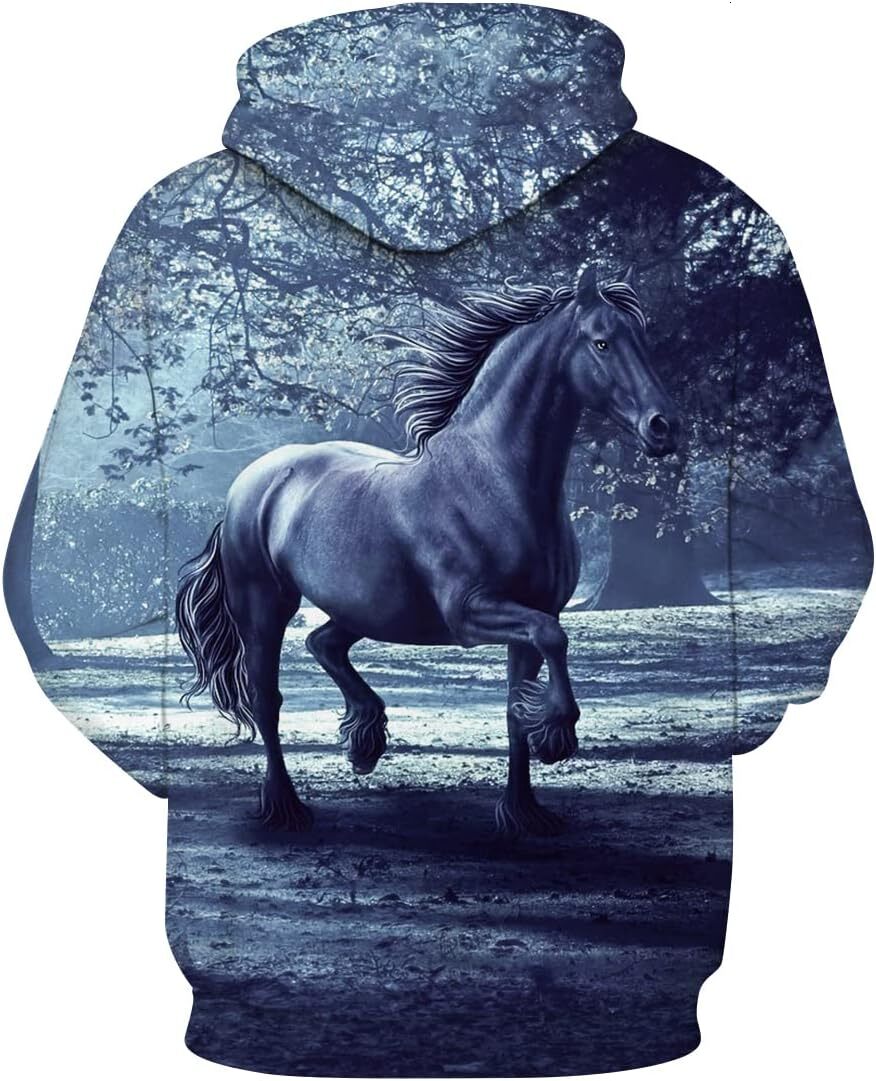 Hoodie for Mens Womens Novelty Horse 3D Print Hoodie Animal Hoodies Sweatshirt Pullover for Men Women Graphic Hoodies sweatshirt Pullover Long Sleeve 