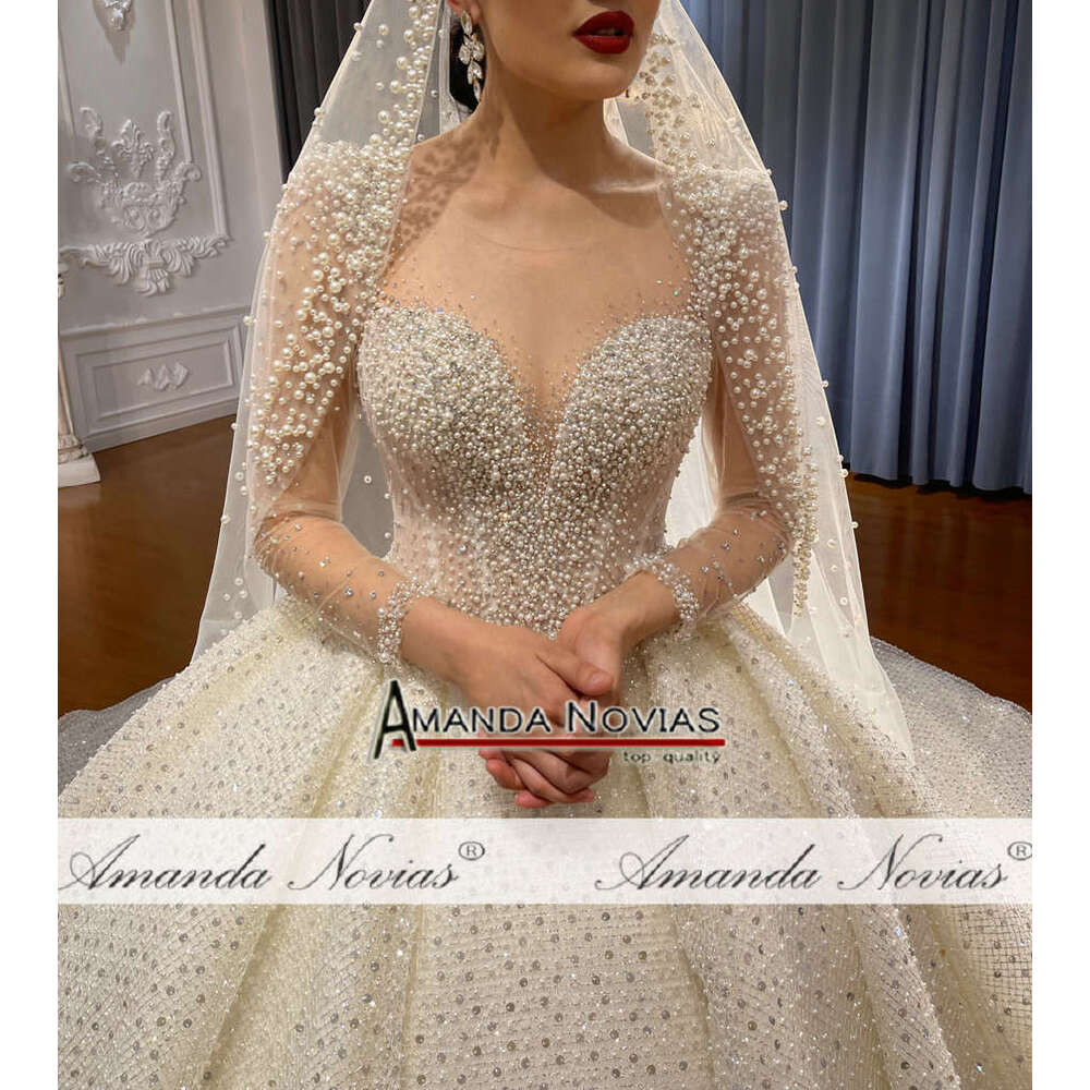 Stunning Beading Pearls Ball Gown Bridal Dress