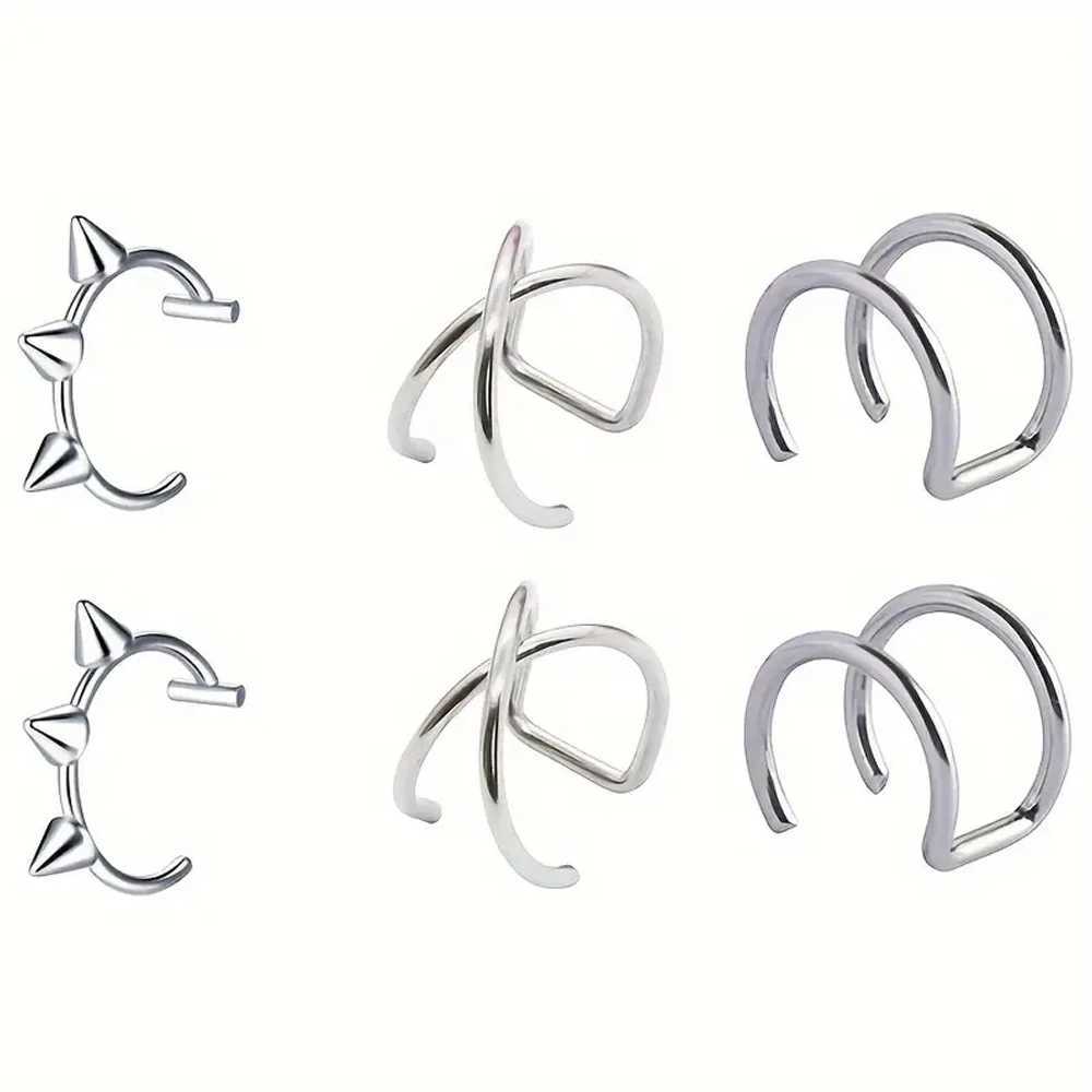 2 pieces minimum value ear clip womens fake perforated jewelry earplugs September pocket clip stainless steel lip ring girls jewelry set W241017
