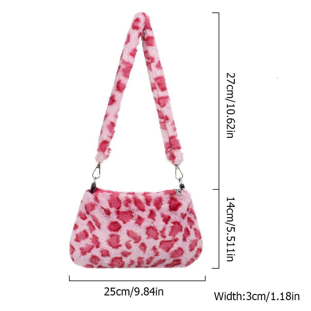 Casual Women's Handbags Underarm Leopard Plush Shoulder Animal Print Bag Messenger Crossbody Bags