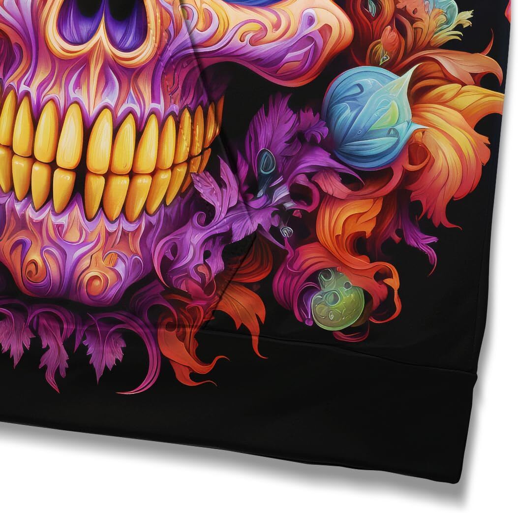 Hoodie for Mens Womens Classic 3D Halloween Pumpkin Skull Cool Graphic Colorful Halloween Skeleton Sweatshirts,Blue Graphic Hoodies sweatshirt