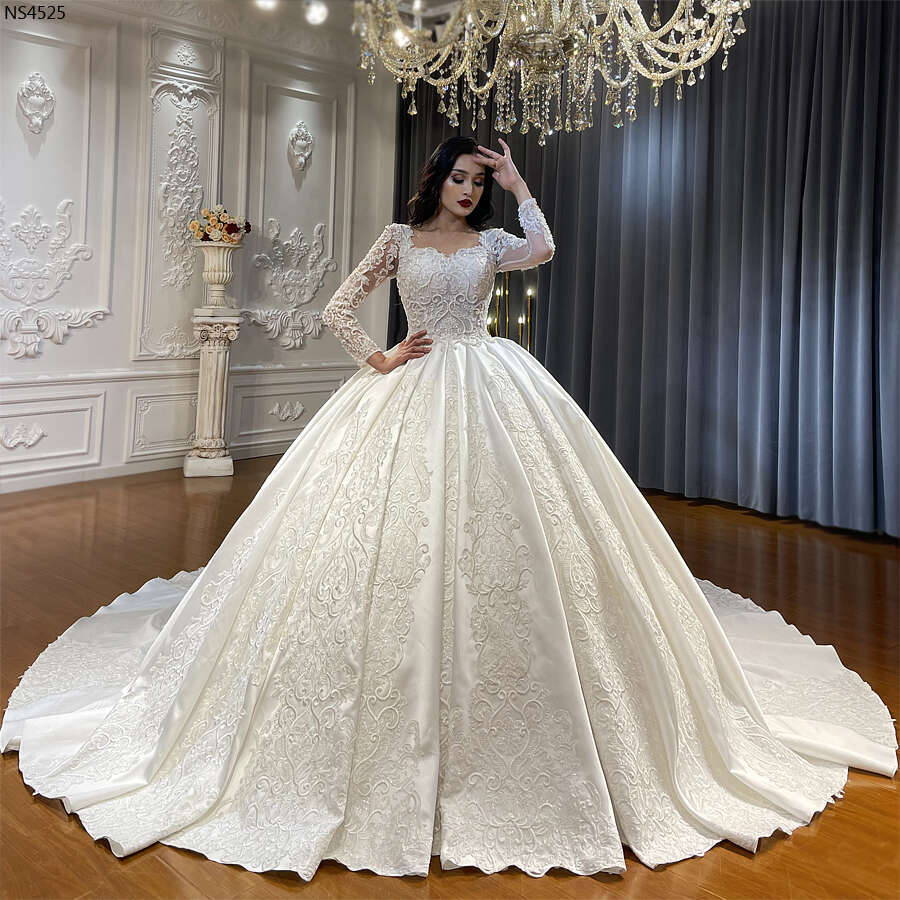 Fashion Satin Wedding Dresses Real Photos High Quality