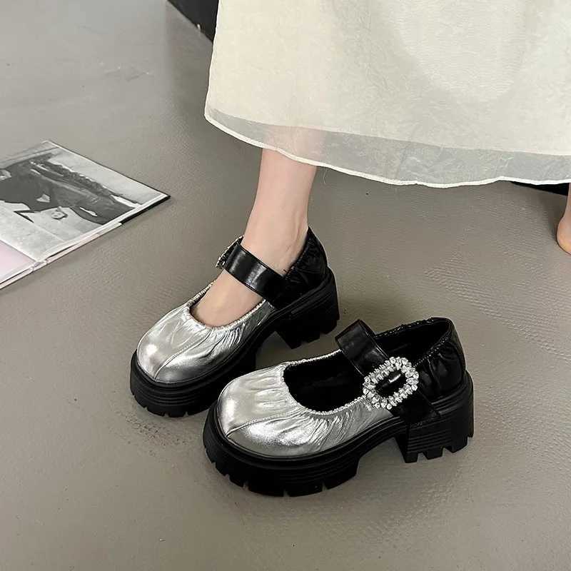 High Heel Square Heel Mary Janes Round Lace Buckle Womens Lace Sales 2024 Fashion Mixed Colors Spring/Autumn Pump Y241017