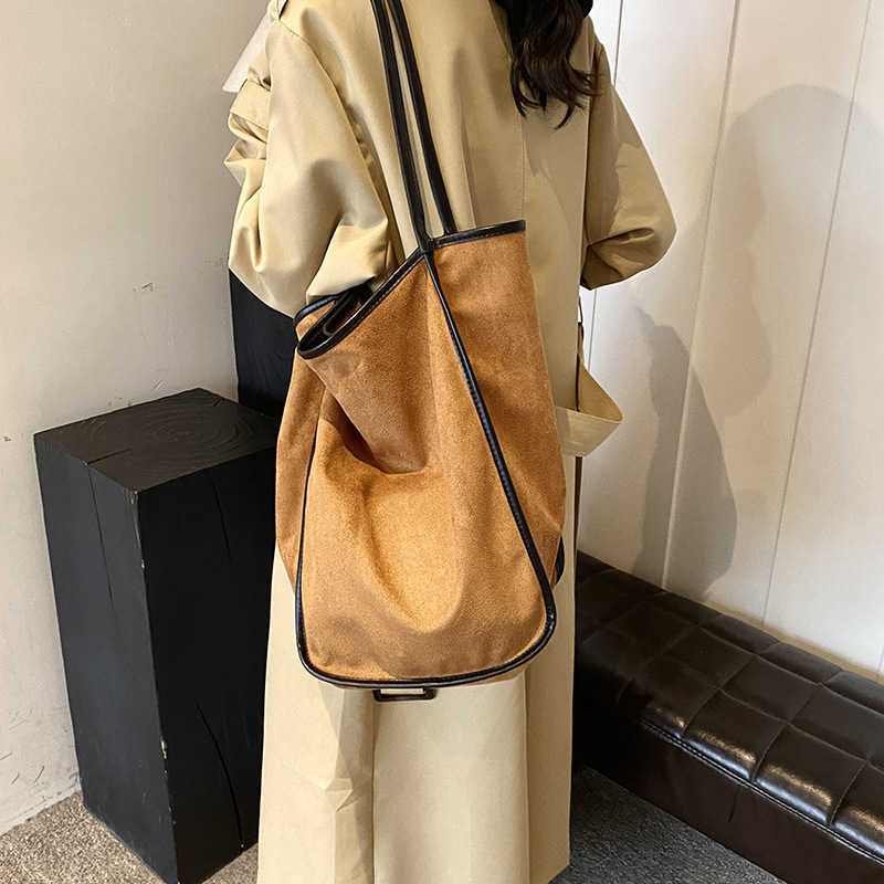 Large Capacity Commuter Bag Milard Bucket Tote Bag Autumn/Winter Handheld Shoulder Bag 241015